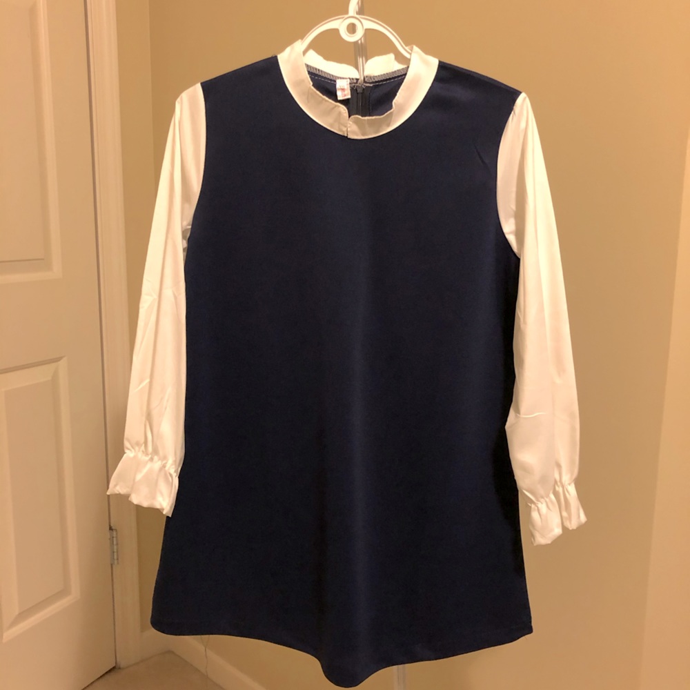 💜Mock Two-Piece Long Sleeved A-Line Mini Dress